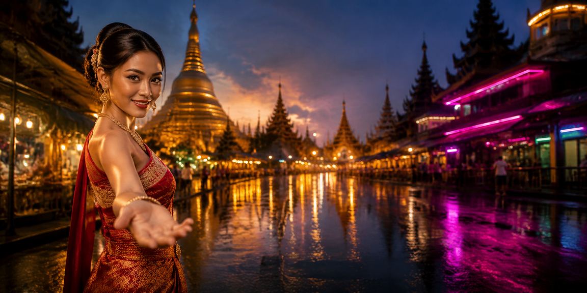 Sagaing တောင်က Casino တွင် ညဘက် ကစားနေသည်